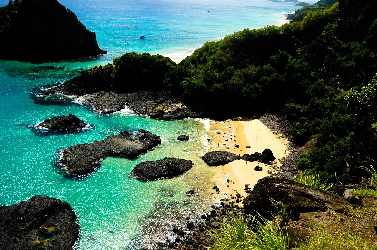 Fernando de Noronha coastline in Brazil.