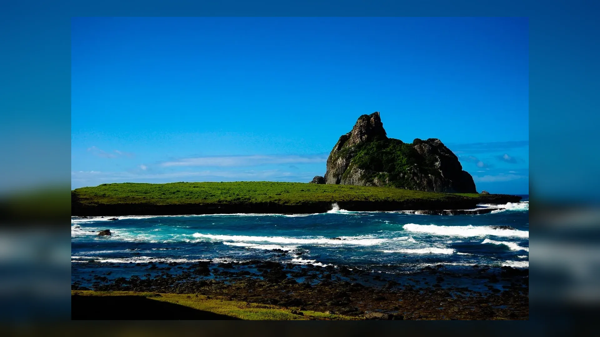 Baia do Sancho in Fernando de Noronha coastline panorama in Brazil.